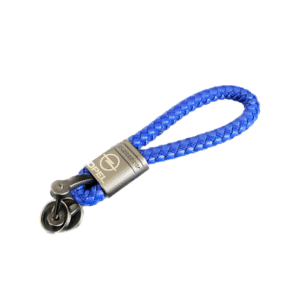 Chaveiro Opel em Couro azul trançado